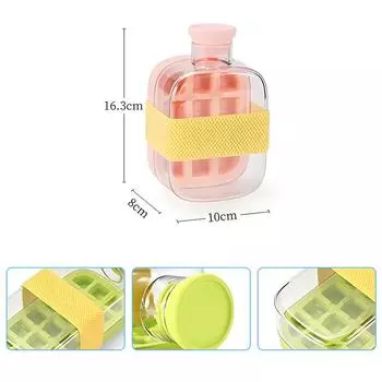 Silicone One-click Ice Mold Bottle Cooler Cup with Straw Ice Cube Tray with Lid for Freezer Creative NO TOUCH Mould for Summer