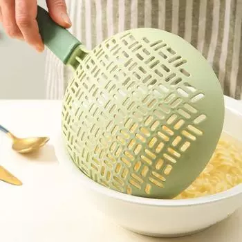 Silicone Pasta Draining Colander Heat-resistant Anti-scald Long Handle Slotted Spoon Cooking Strainer Spoon Food Filter Spoon оранжевый