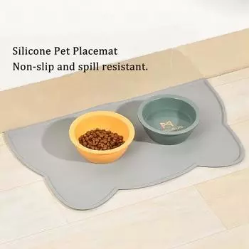 Silicone Pet Feeding Dog Cat Bowl Food Mat Non-Stick Waterproof Pet Food Feeding Pad Puppy Feeder Tray Water Cushion серый
