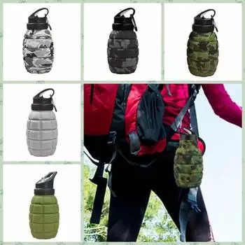 Silicone Retractable Grenade Water Bottle 580ML Collapsible Sports Water Bottle High Temperature Resistant Foldable Drinking Cup