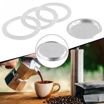 Silicone Ring Seals Ring Stainless Steel Strainer Easy To Clean For Espresso Pot 2 cup