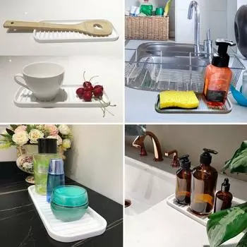 Silicone Self Draining Soap Bar Holder Multifunctional Kitchen Sink Quick Drain Dish Sponge Rack Drying Tray Drain Rack
