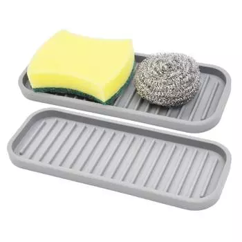 Silicone Self Draining Soap Bar Holder Multifunctional Kitchen Sink Quick Drain Dish Sponge Rack Drying Tray Drain Rack