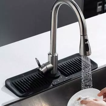 Silicone Sink Tray Anti-slip Sink Drain Mat Durable Faucet Mat Kitchen чёрный