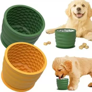 Silicone Slow Feeder Pet Bowl Cup Anti-Slip Distraction Design for Small Medium Dog 9.4x8.2cm зелёный