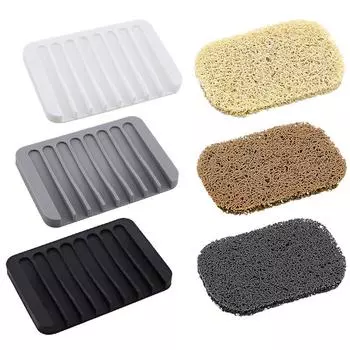 Силиконовая коробка для мыла, сливная полка с ковриком, сухой неувлажняющий поднос для мыла, поднос для мыла, набор катушек для мыльного коврика Square белый