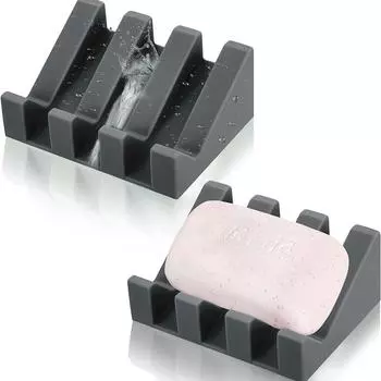 Силиконовая мыльница, сливная полка для мыла, подставка для мыла без проколов, полка для ванной комнаты 9.6x7x4cm красный