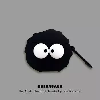 Silicone Soft Case Airpods2 Generation Earphone Sleeves Apple Wireless Bluetooth Earbuds Case Airpods1/2 Generation Cartoon 3 Generation Soft Case AirPods 4 Generation Black briquettes + Hook