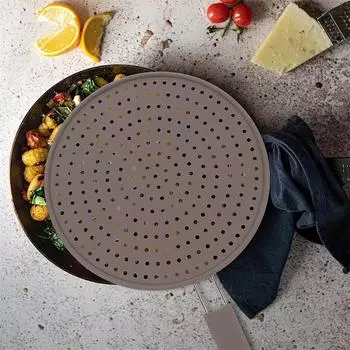 Silicone Splatter Screen with Handle Heat-resisting Oil Splash Guard Drain Board Cover Kitchen Frying Pan Lid Cooking Tools