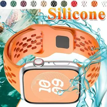 Силиконовый ремешок для Apple Watch Ultra 2 49 мм 9 8 7 45 мм 41 мм Сменные аксессуары для спортивных ремешков для часов серии 6 5 4 3 2 1 SE 44 мм 40 мм 42 мм 38 мм 41mm 40mm 38mm for apple watch