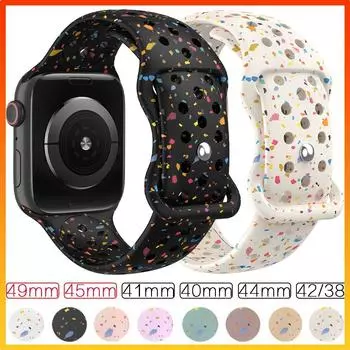 Силиконовый ремешок для Apple Watch Ultra 2/Ultra 49 мм 9 8 7 45 мм 41 мм Спортивный ремень Аксессуары для часов серии 6 5 4 3 2 1 SE 44 мм 40 мм 42 мм 38 мм 41mm 40mm 38mm for apple watch
