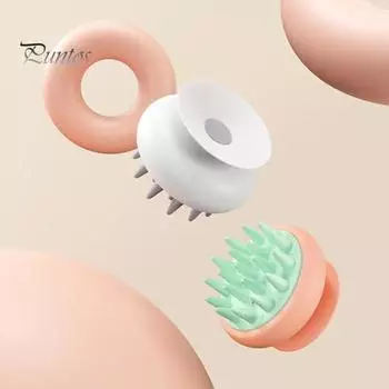 Силиконовая присоска для мытья головы, влажный и сухой массаж кожи головы, мягкие щетинки из термопластичной резины, скруббер для мытья волос, уход за кожей головы чёрный