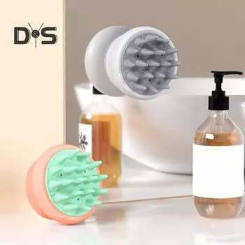 Силиконовая присоска для мытья головы, влажный и сухой массаж кожи головы, мягкие щетинки из термопластичной резины, скруббер для мытья волос, уход за кожей головы чёрный