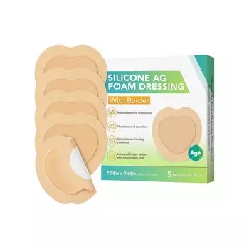 Silicone Super Absorbent Wound Dressing 5 Packs, For Postoperative Wounds, Bedsores, Pressure Ulcers, Self-adhesive Bandages One Size