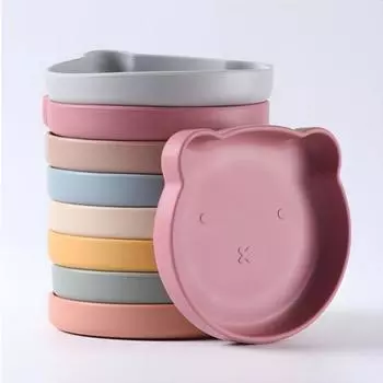 Силиконовая посуда, детская обеденная тарелка с героями мультфильмов, детская вспомогательная миска для еды, детская силиконовая тарелка оранжевый