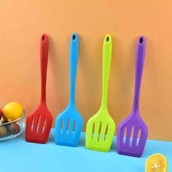 Silicone Turner Spatula Fried Shovel Egg Fish Frying Pan Scoop Slotted Turners Non-Stick Cooking Utensils Kitchen Accessories чёрный