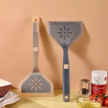 Силикагелевая лопатка Бытовая кухонная утварь Антипригарная лопатка для готовки Интегрированная силиконовая кухонная утварь Удобная ручка khaki transparent
