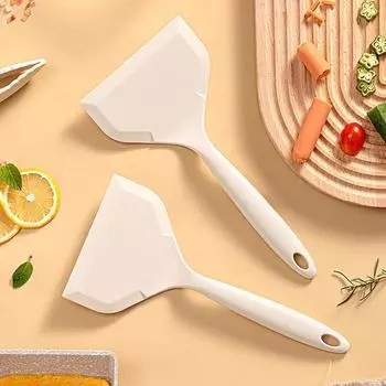 Силикагелевая лопатка Бытовая кухонная утварь Антипригарная лопатка для готовки Интегрированная силиконовая кухонная утварь Удобная ручка белый