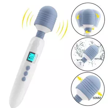 Силикон + ABS Magic Wand секс-игрушки для женщин Подогреваемый вибратор для точки G 36-скоростной ЖК-дисплей AV Stick Вибратор для стимуляции клитора USB-зарядка