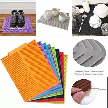 Силикон циновки для сушки блюда большой 16 кс 13 дюймов для счетчика кухни теплостойкого чёрный