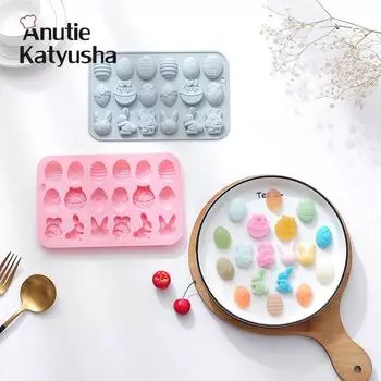 Силиконовая 18 форма для пасхального яйца, кролика, шоколада, форма для льда, сделай сам, форма для пасхального яйца, форма для торта розовый