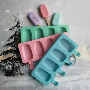 Силиконовая 4 даже овальная форма для мороженого с мороженым DIY пищевая силиконовая форма для мороженого красный
