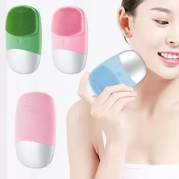 Силиконовая электрическая ультразвуковая очищающая щетка для лица, массажер для ухода за кожей лица розовый