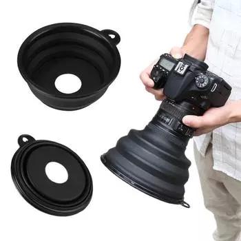 Силиконовая бленда объектива, не отражающая свет, антистеклянная крышка для фото и видеокамеры, устраняющая блики, защищающая устройство, крепление объектива для наружного применения Small