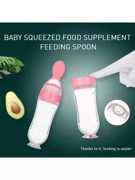 Силиконовая бутылочка для кормления новорожденных, силиконовая ложка для раздачи еды, кормушка для хлопьев, безопасные инструменты розовый