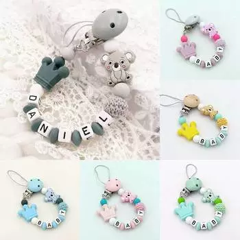 Силиконовая цепочка для моляров Koala, успокаивающая цепочка для ребенка, держатель для детской соски, зажим для соски-пустышки 30cm зелёный