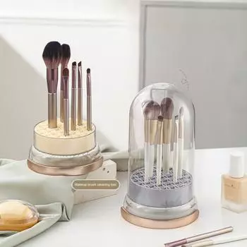 Силиконовая чаша для чистки кистей для макияжа 2-в-1, косметическое средство для чистки кистей с сушильным держателем для подставки для хранения