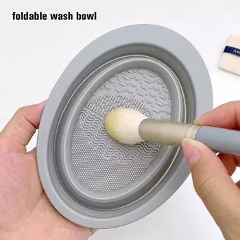 Силиконовая чаша для чистки кистей для макияжа, складной коврик для чистки кистей, косметическая основа, тени для век, пудра, щетки, очиститель для макияжа розовый