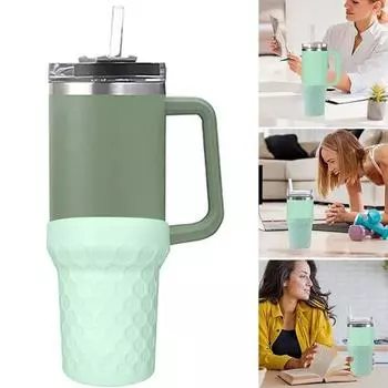 Силиконовая чашка 40 унций, нескользящая эргономичная защита от царапин, чехол для бутылки, чехол для ботинка, аксессуары для стакана розовый