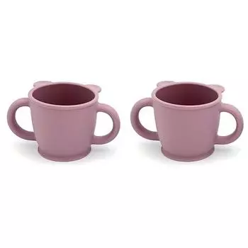 Силиконовая чашка Ambidextrous baby медвежонок, темно-розовая, 2 шт.