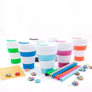 Силиконовая чашка для кофе, складная чашка для сжатой воды, карманная чашка, выдвижная бутылка для воды, чашка для воды с соломинкой, 350 мл 350ml