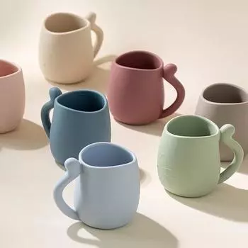 Силиконовая чашка, противопадающая, милая чашка для кошек, домашняя питьевая чашка, чашка для воды Caneca с ручкой, милая чашка, чашка для ополаскивателя полости рта