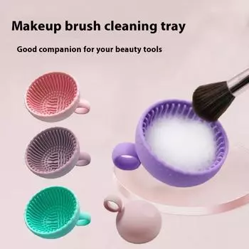 Силиконовая чистящая подушечка для кистей для макияжа, футляр для чистки, переносной очиститель, миска для чистки косметических кистей