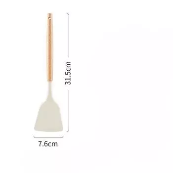 Силиконовая деревянная ручка лопатка бытовая кухонная жаропрочная антипригарная сковорода кулинарная лопатка жарочная лопатка суповая ложка посуда Wooden handle spatula