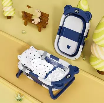 Силиконовая детская ванна для купания, нескользящая ванночка для ног, складная ванна для ванной One Size синий