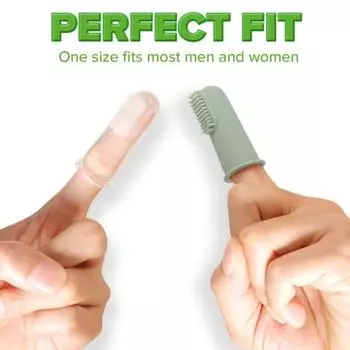 Силиконовая детская зубная щетка на палец с коробкой для хранения для младенцев и малышей, пищевая мини-зубная щетка на палец для ухода за полостью рта A циан