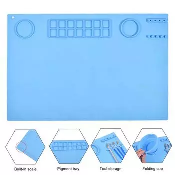 Силиконовая доска для рисования, детская доска для рисования граффити, доска для рисования маслом, водонепроницаемый складной блокнот для рисования своими руками, школьные принадлежности небесно-голубой