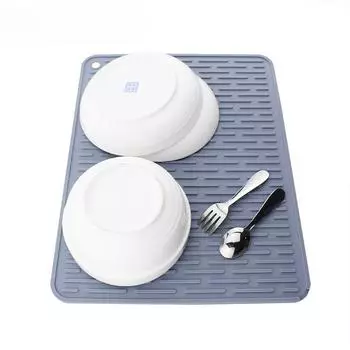 Силиконовая дренажная подушка квадратная нескользящая складная подушка для сушки кухонной столешницы 40x30 см, противогорячая изоляционная подушка 40x30x0.5cm светло-серый