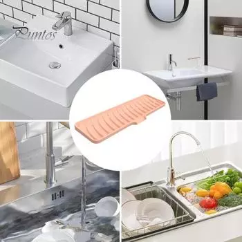 Силиконовая дренажная прокладка для кухонной столешницы, защита от брызг с губой, поддон для сбора капель, ручка крана, поддон для экономии места, коврик для сушки посуды с серый