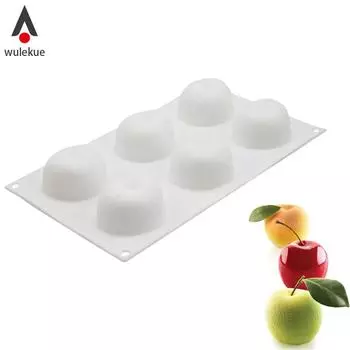 Силиконовая форма, 6 полостей, форма для выпечки торта в форме яблока, инструменты для украшения мусса, кондитерских изделий белый