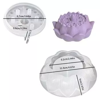 Силиконовая форма для благовоний Лотос Ароматерапия Гипсовая банка Лотос Коробка для хранения Подсвечник Инструмент для измельчения A