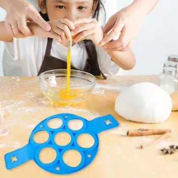 Силиконовая форма для блинов с антипригарным покрытием, легко переворачивающаяся, безопасный инструмент для приготовления завтрака, многоразовая машина для изготовления колец для яиц для пушистых омлетов, тортов красный