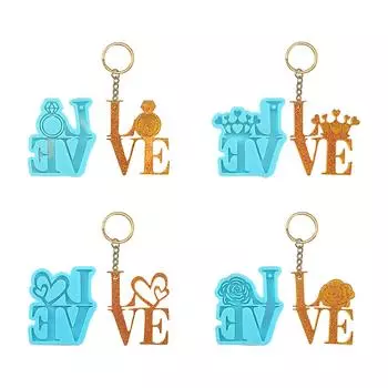 Силиконовая форма для брелока в форме буквы «Любовь» с отверстием для самостоятельного украшения, литья резины, кулона, ко Дню святого Валентина A