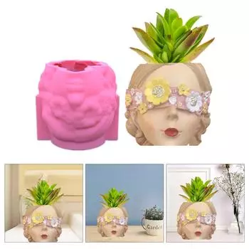 Силиконовая форма для цветочного горшка, слепая девушка, суккулентный горшок, бетонная форма, сделай сам, форма из эпоксидной смолы, декор для подставки для ручек