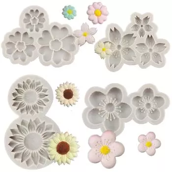 Силиконовая форма для цветов вишни, формы для помадки, инструменты для украшения торта, сделай сам, подсолнечник, кекс, шоколадные конфеты, смола, глина, форма белый