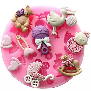 Силиконовая форма для детского душа, форма для помадки, торта, шоколадная выпечка, сахарный декор, MEIfang розовый